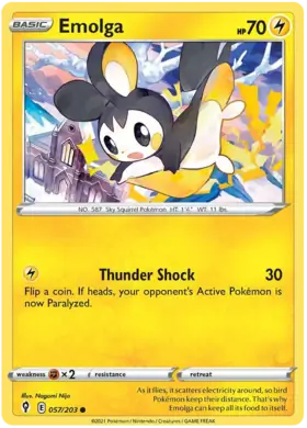 Emolga Pokemon card from Evolving Skies