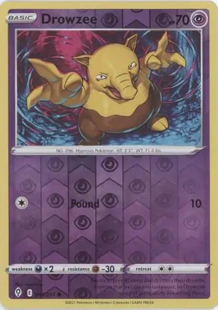 Drowzee Reverse Holo Pokemon card from Evolving Skies