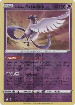 Galarian Articuno Reverse Holo Pokemon card from Evolving Skies