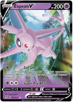 Espeon V Pokemon card from Evolving Skies