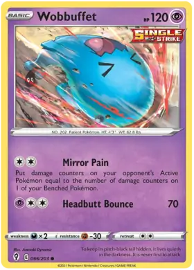 Wobbuffet Pokemon card from Evolving Skies