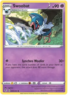 Swoobat Pokemon card from Evolving Skies