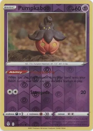 Pumpkaboo Reverse Holo Pokemon card from Evolving Skies