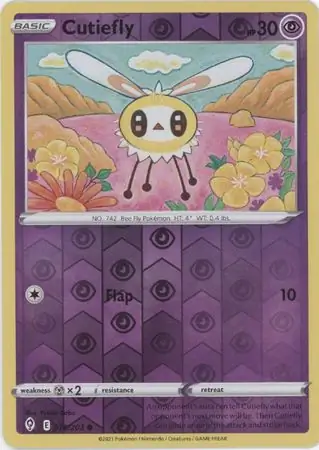 Cutiefly Reverse Holo Pokemon card from Evolving Skies