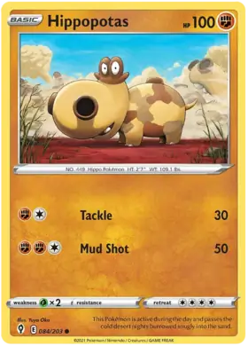 Hippopotas Pokemon card from Evolving Skies
