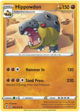 Hippowdon Pokemon card from Evolving Skies