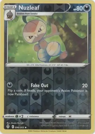Nuzleaf Reverse Holo Pokemon card from Evolving Skies