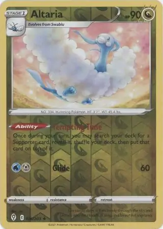 Altaria Reverse Holo Pokemon card from Evolving Skies