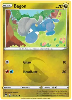Bagon Pokemon card from Evolving Skies