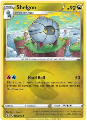 Shelgon Pokemon card from Evolving Skies