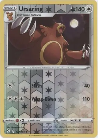 Ursaring Reverse Holo Pokemon card from Evolving Skies