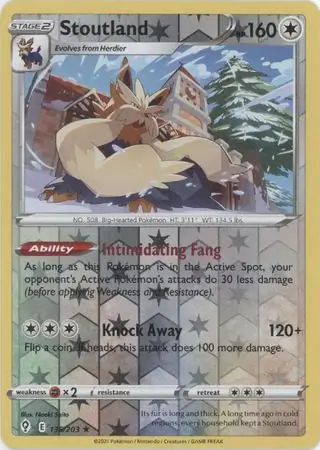 Stoutland Reverse Holo Pokemon card from Evolving Skies