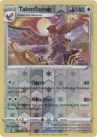 Talonflame Reverse Holo Pokemon card from Evolving Skies
