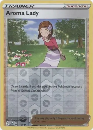Aroma Lady Reverse Holo Pokemon card from Evolving Skies