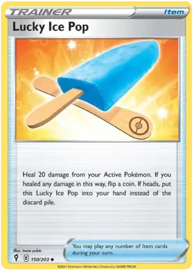 Lucky Ice Pop Pokemon card from Evolving Skies
