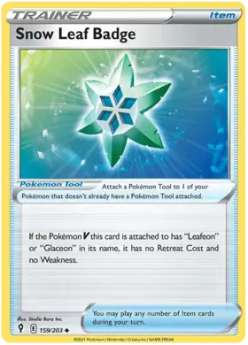 Snow Leaf Badge Pokemon card from Evolving Skies