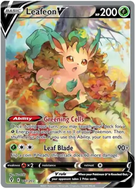 Leafeon V Pokemon card from Evolving Skies