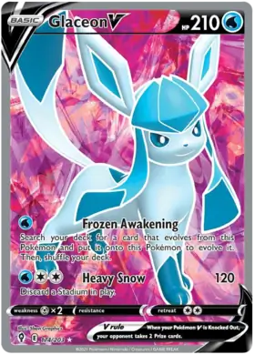 Glaceon V Pokemon card from Evolving Skies