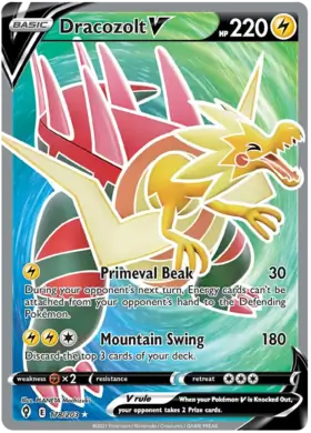 Dracozolt V Pokemon card from Evolving Skies