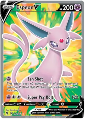 Espeon V Pokemon card from Evolving Skies