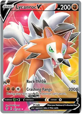 Lycanroc V Pokemon card from Evolving Skies