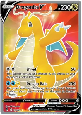 Dragonite V Pokemon card from Evolving Skies