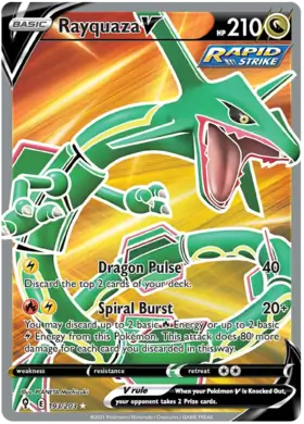 Rayquaza V Pokemon card from Evolving Skies