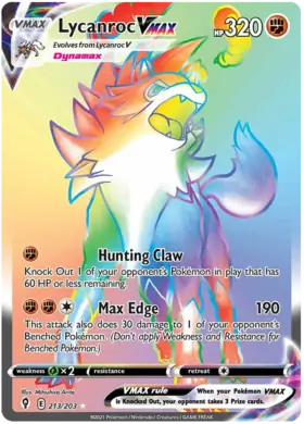Lycanroc VMAX Pokemon card from Evolving Skies