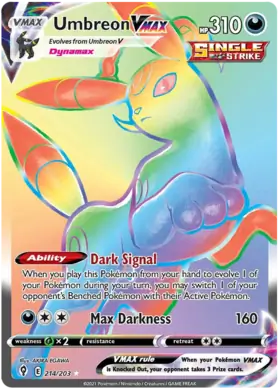 Umbreon VMAX Pokemon card from Evolving Skies