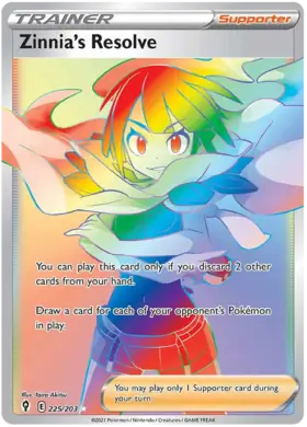 Zinnia's Resolve Pokemon card from Evolving Skies