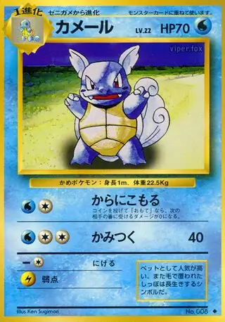Wartortle Pokemon card from Expansion Pack