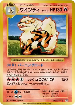 Arcanine Pokemon card from Expansion Pack 20th Anniversary
