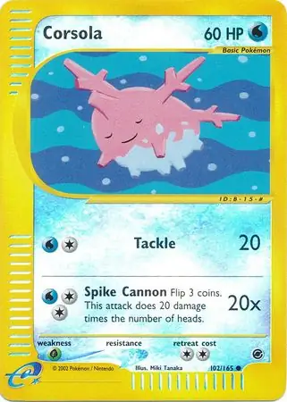 Corsola Reverse Holo Pokemon card from Expedition