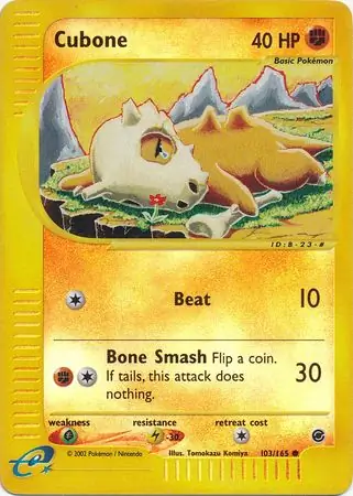 Cubone Reverse Holo Pokemon card from Expedition