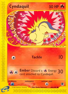 Cyndaquil Pokemon card from Expedition