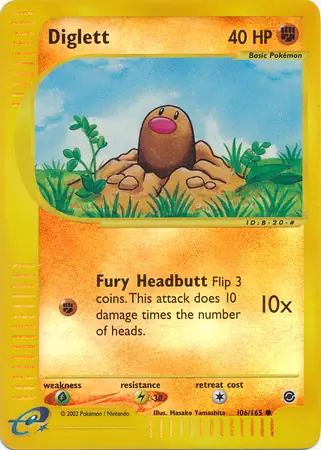 Diglett Reverse Holo Pokemon card from Expedition