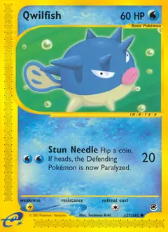 Qwilfish Pokemon card from Expedition