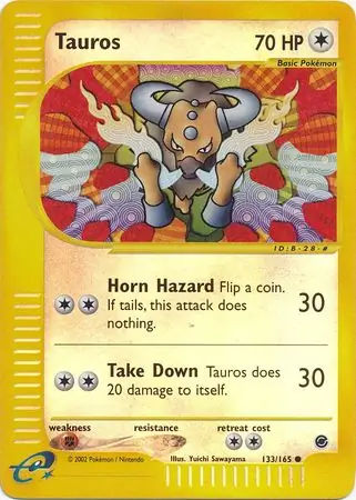Tauros Reverse Holo Pokemon card from Expedition