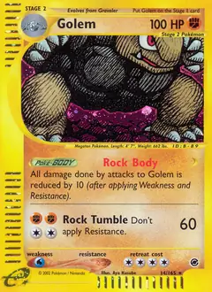 Golem Holo Pokemon card from Expedition