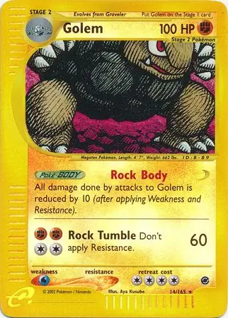 Golem Reverse Holo Pokemon card from Expedition