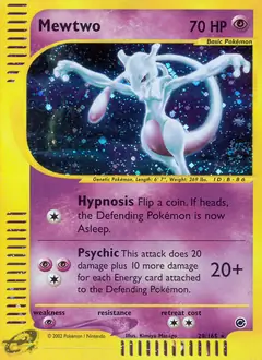 Mewtwo Holo Pokemon card from Expedition
