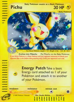 Pichu Holo Pokemon card from Expedition