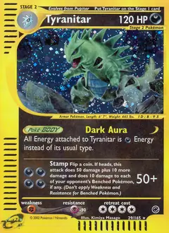 Tyranitar Holo Pokemon card from Expedition
