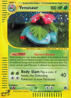 Venusaur Holo Pokemon card from Expedition