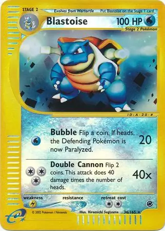Blastoise Reverse Holo Pokemon card from Expedition