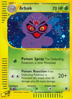 Arbok Holo Pokemon card from Expedition