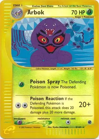Arbok Reverse Holo Pokemon card from Expedition