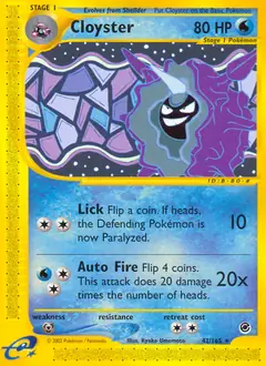 Cloyster Pokemon card from Expedition