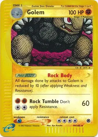 Golem Reverse Holo Pokemon card from Expedition