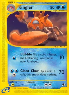 Kingler Pokemon card from Expedition